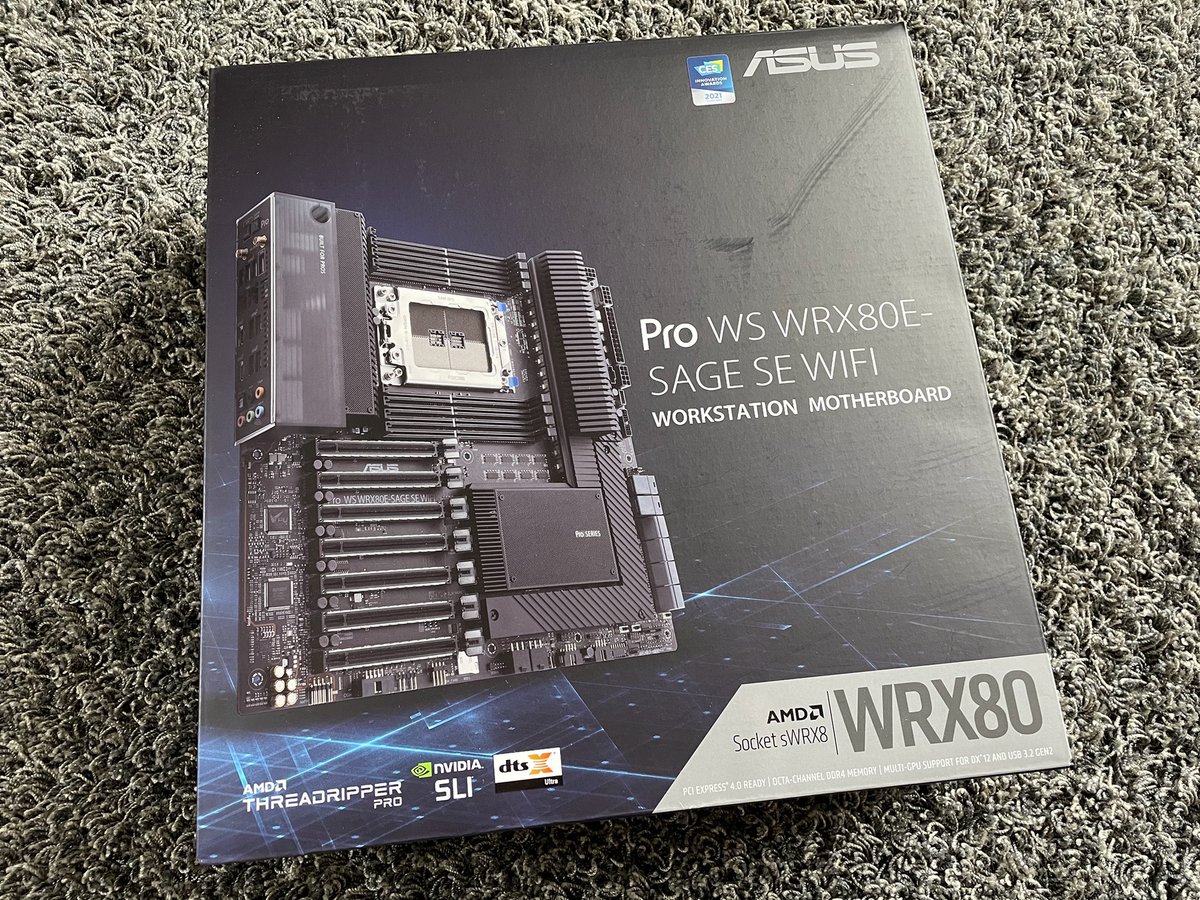 aschilling's tweet image. I will post some more pictures of that @ASUS Pro WS WRX80E-SAGE SE WIFI for @AMDRyzen #ThreadripperPro tomorrow. This is just a sneak peak.