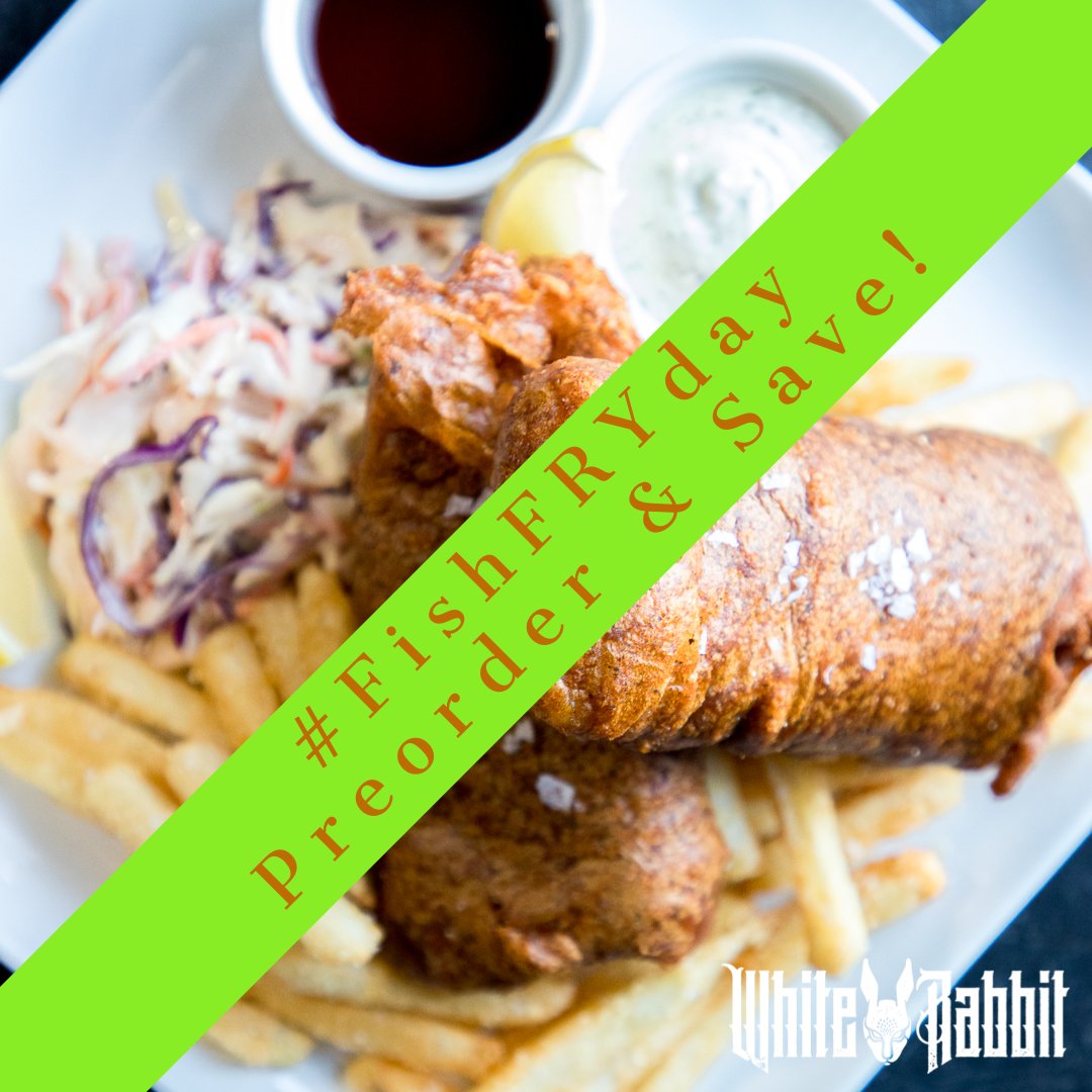 🐇🐟Fish Fryday is every #Friday at the Rabbit!
Exclusive savings on 1 &amp; 2 piece Fish N' Chips when you preorder for pickup through our Features Menu. 
*𝗡𝗢𝗧 𝗔𝗩𝗔𝗜𝗟𝗔𝗕𝗟𝗘 𝗙𝗢𝗥 𝗗𝗜𝗡𝗘 𝗜𝗡
👉 bit.ly/wrfishfryday