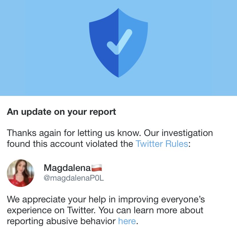 Deplatform_Hate's tweet photo. No. 85 Another antisemitic account suspended by @Twitter because people reported her tweets. Good riddance to @magdalenaPOL #DeplatformHate https://t.co/8bzPLoUfvs
