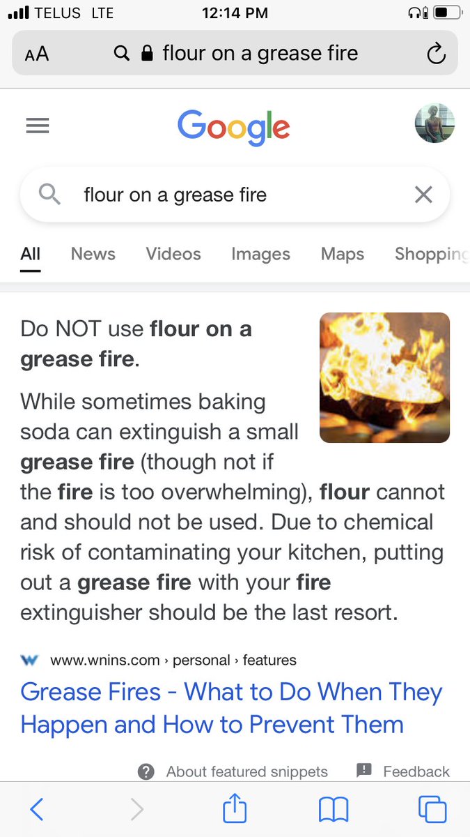 iamkateely's tweet photo. @KarenKilgariff @GHardstark @MyFavMurder plz don’t put flour on a grease fire https://t.co/X22k57XgZx