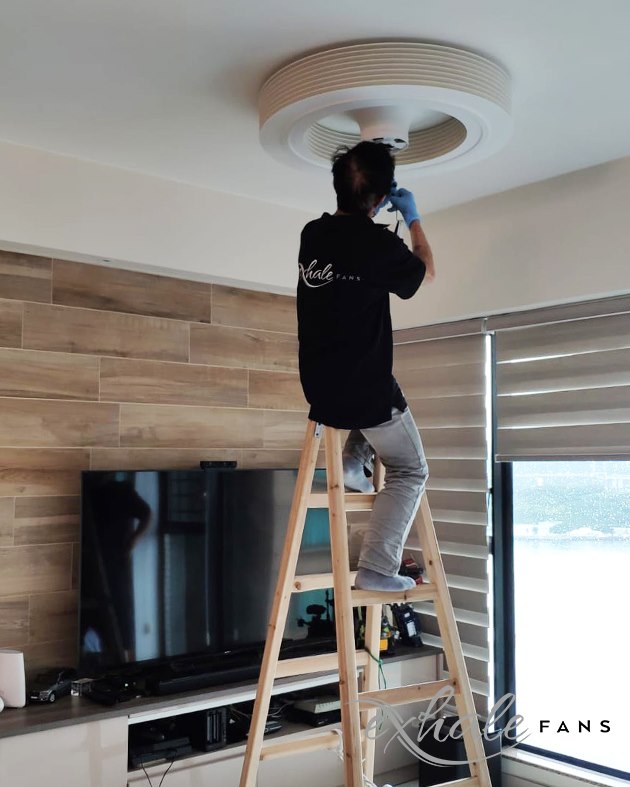 ExhaleFans's tweet photo. The #ExhaleFan was created with the DIY installer in mind, meaning they are a breeze to install! Since there are no blades to balance or small parts to screw together, removing your old ceiling fan takes longer than installing your new bladeless one! https://t.co/zPcIfFgRHn