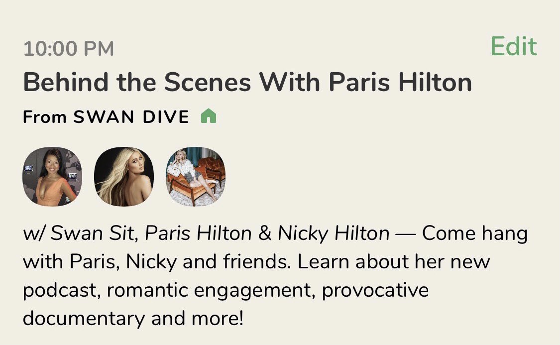 ParisHilton's tweet image. Going live on @joinClubhouse tonight at 7pm PT / 10am ET with @SwanSit, @NickyHilton &amp;amp; @BagSnob! Come behind the scenes &amp;amp; chat with me about my new podcast, engagement, documentary &amp;amp; more! 🥰