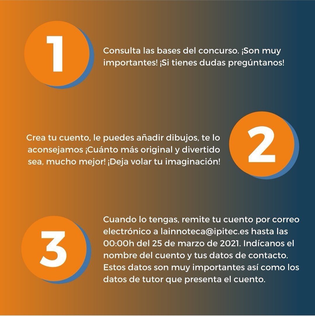 👉Si eres un niñ@, si te encanta crear e imaginar, entonces, este concurso es para ti.👧👦💡
✔¡Participa! solo tienes que ponerte manos a la obra y escribir un cuento sobre un invento.✏

MÁS INFO: 🌐 lainnoteca.es

#concursos #cuentameuninvento #lainnoteca #premios