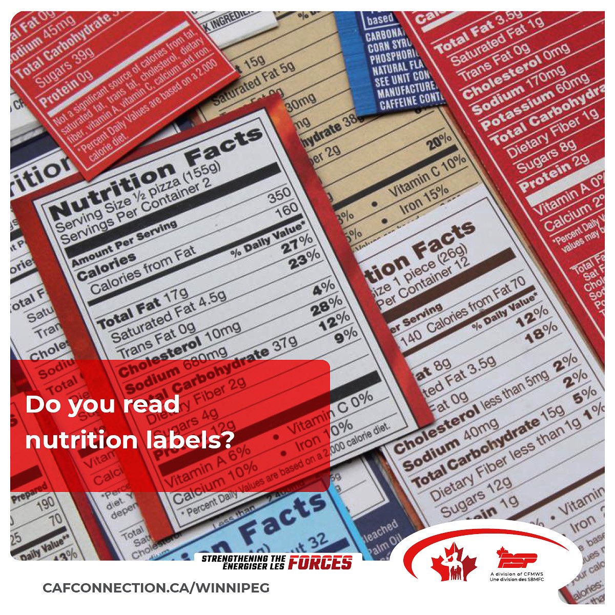 Do you read nutrition labels while shopping? Let us know! Do you find them helpful?🍴— <a href="/RCAF_ARC/">Royal Canadian Air Force</a> @WinnipegMFRC <a href="/PSPOttawa/">PSP CFSG (O-G)</a> @MfsCfmws @CFMWS1