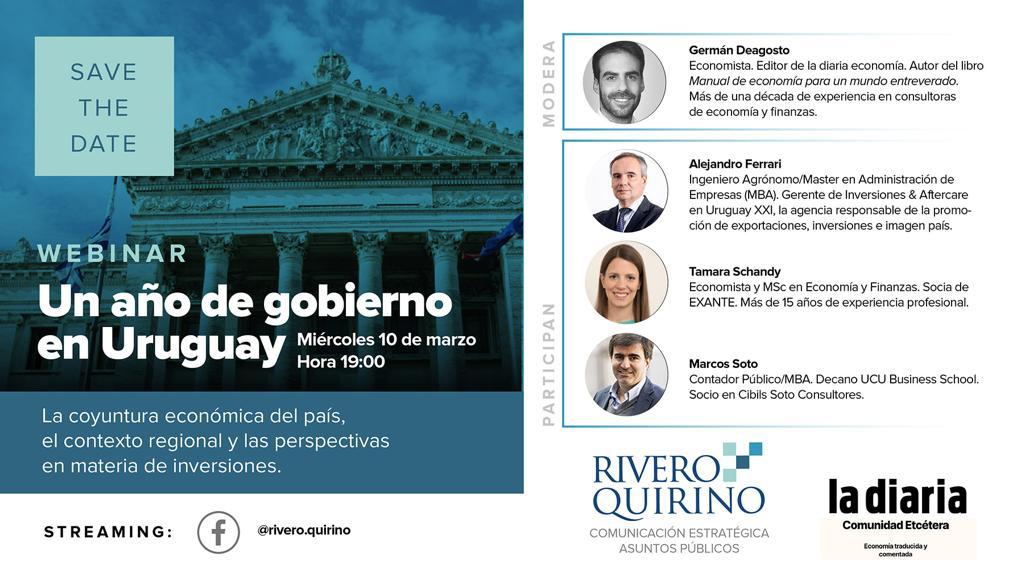 ucubusiness's tweet photo. Los invitamos al #webinar sobre la coyuntura económica del país, donde participará nuestro Decano @marcossotouy > Miércoles 10/03. Organizan: @ladiaria y @rivero_quirino https://t.co/6qu4aMHWrx