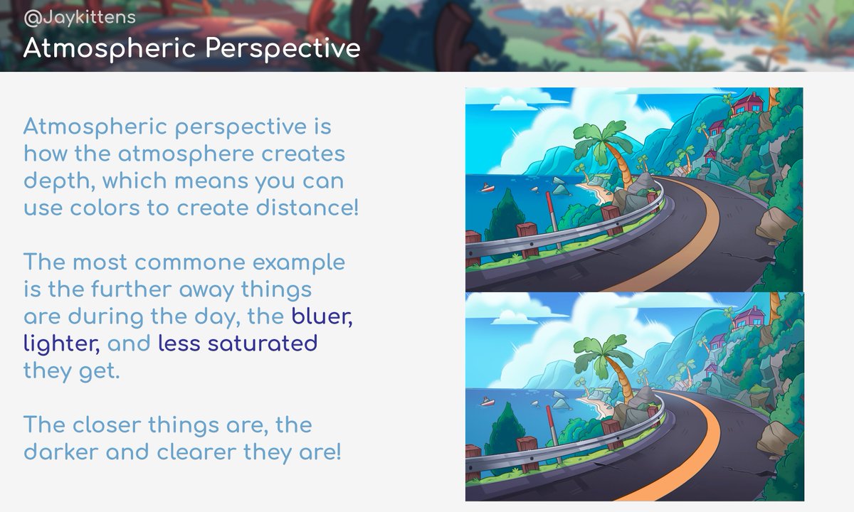jaykittens's tweet photo. 🌟✨BG ART ADVICE FRIDAY✨🌟 2. contrast &amp; atmospheric perspective

Some people were asking me how I set up my BGs compositionally..so today I wanted to help with how you can compose your BGs with composition, color values, and atmospheric perspective in mind! https://t.co/XZSjC3ZcTR