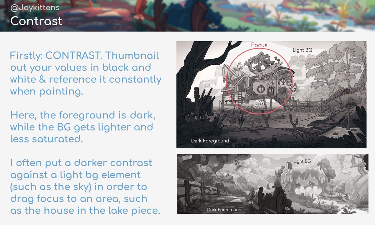 jaykittens's tweet photo. 🌟✨BG ART ADVICE FRIDAY✨🌟 2. contrast &amp; atmospheric perspective

Some people were asking me how I set up my BGs compositionally..so today I wanted to help with how you can compose your BGs with composition, color values, and atmospheric perspective in mind! https://t.co/XZSjC3ZcTR