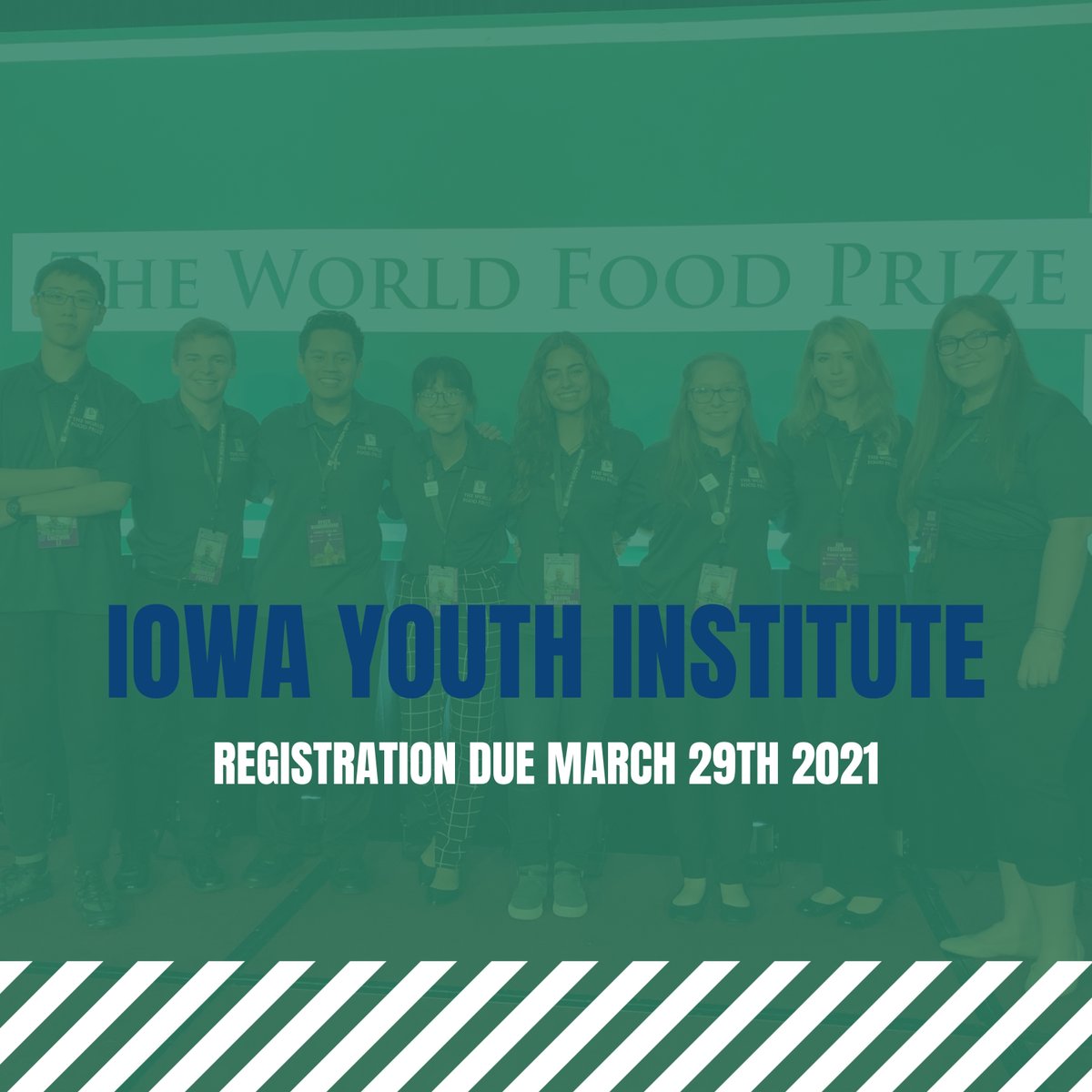 Sign-up for the 2021 Virtual Iowa Youth Institute! This is an opportunity you won’t wanna miss and its open to all students in grades 8 through 12.

Raise your voice and register by March 29th at: worldfoodprize.org/iowayouth to participate!

#IYI21 #iaffa21