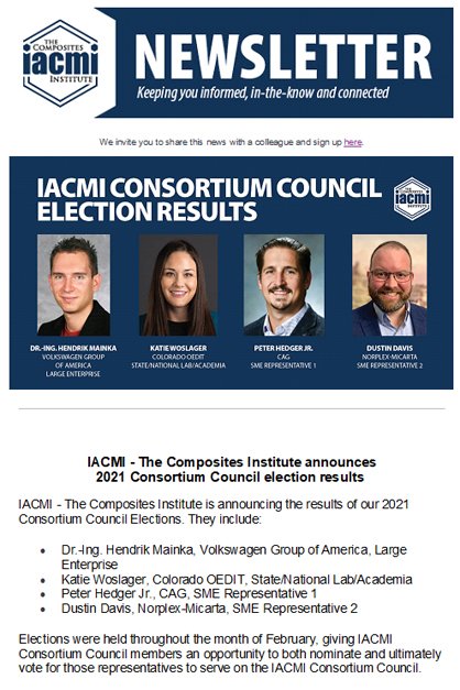 Congratulations to the election winners of the IACMI Consortium Council, including Norplex-Micarta’s Dustin Davis for SME Representative 2. #Norplex #IACMI
