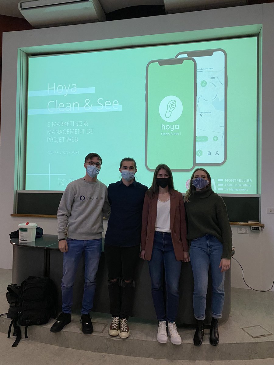 M2emarketing's tweet photo. Bravo 👏 👏 aux M2 #master #emarketing #mpw pr leurs soutenances de projets Web #cleanwalk #mobilite #appli étudiants #IA #et alimentation 👌 https://t.co/X9ngVLU7al