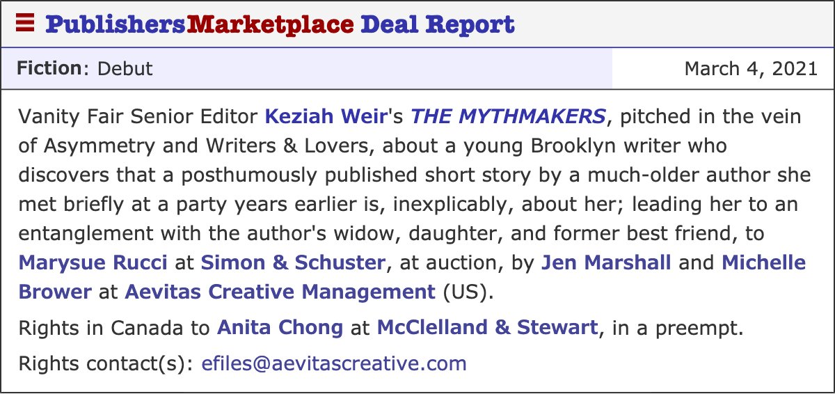 I wrote a novel, and I am just over the moon that it found a home with the brilliant editors @msrucci at @simonschuster and @AnitaChong9 at @McClellandBooks! Bouquets of thanks to @michellebrower and @jenmarshall3, who are the very best.