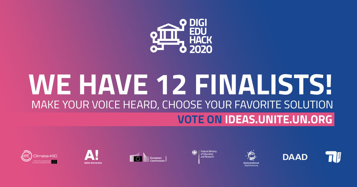 GabrielMariya's tweet image. We are proud & delighted to publish the list of the #DigiEduHack 2020 finalists: congratulations to the 12 teams! 
🗳️Time to vote for the 3⃣ global winners!  
📅Votes are open until 28.3.2021 
Make your voice heard here⬇️
digieduhack.com/en/stories-ins…