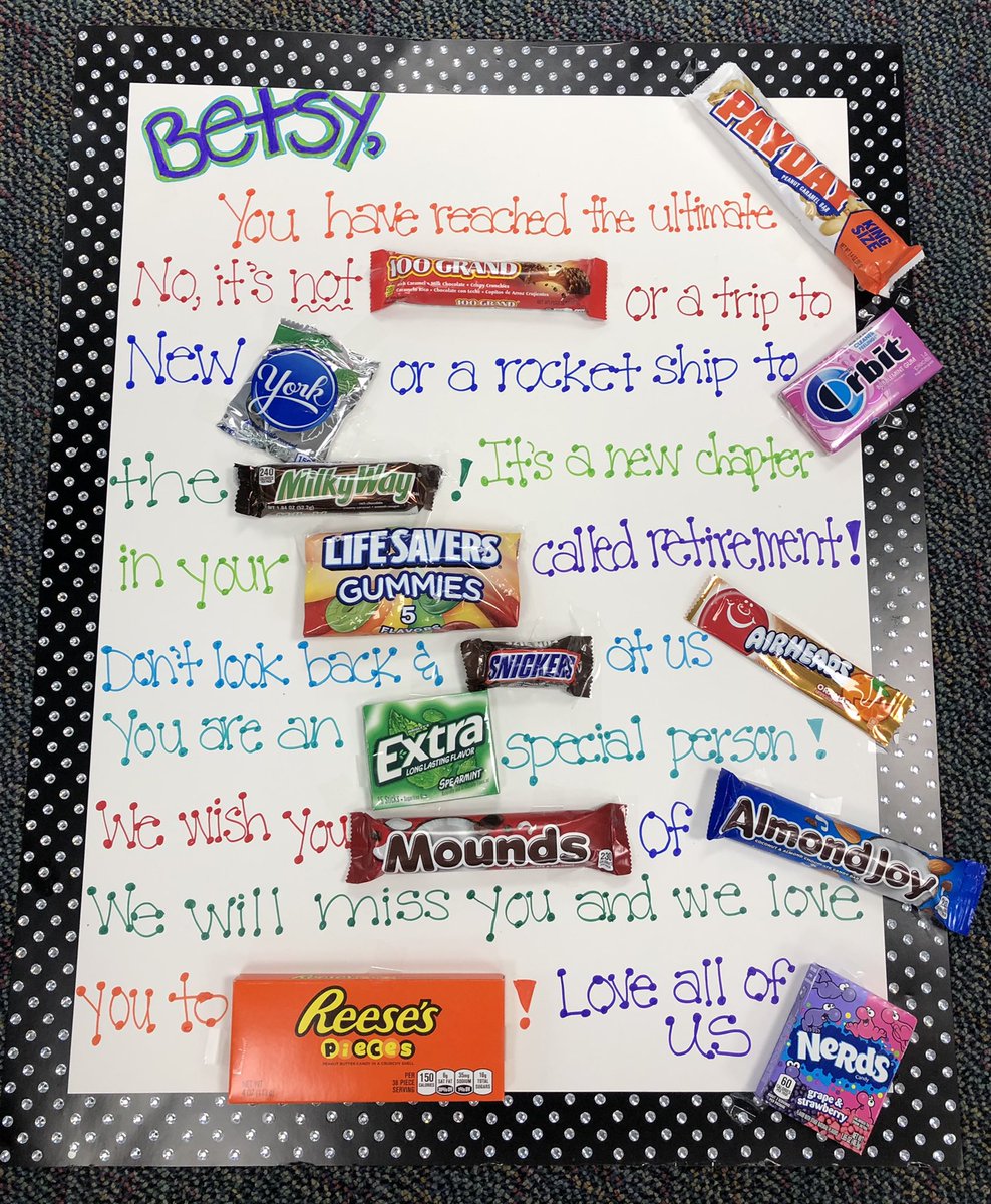 Thanks to <a href="/AllisonAnderle/">Allison Anderle</a>, @PESMusicMan, <a href="/tikibarbie/">Barb Yaniz Donahue</a>, @MrMorkert, &amp; <a href="/MrsCionisClass/">Carrie Cioni</a>💗I love the  sweet surprise for my end of the year goodbyes!🍭🍬🍫Next up...RETIREMENT!