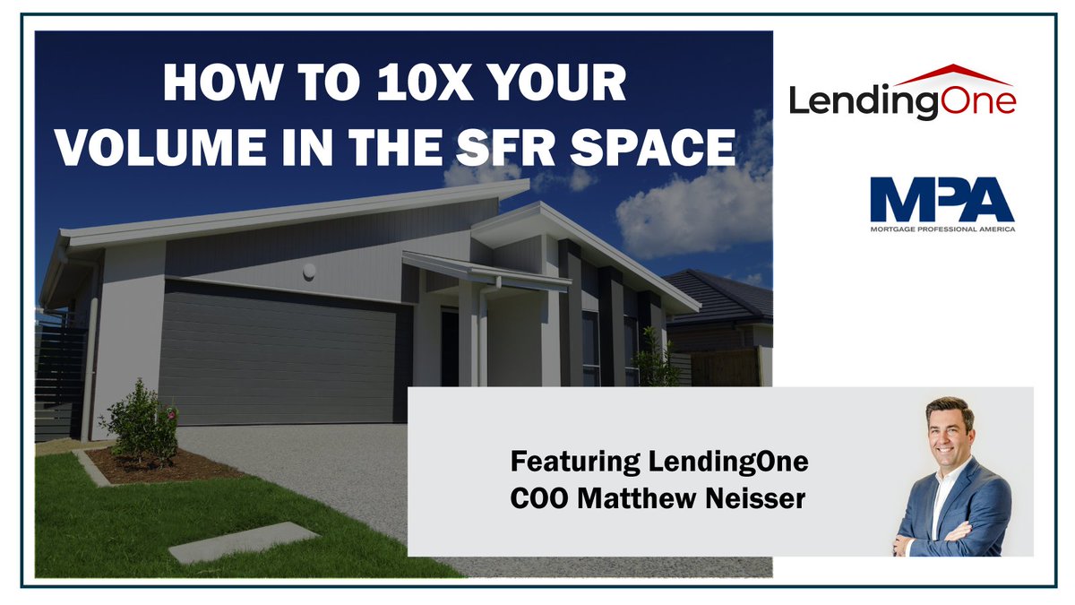 Lending_One's tweet photo. Check out this article by Mortgage Professional America (MPA) "How to 10x Your Volume in the SFR Space" featuring LendingOne COO Matthew Neisser discussing how investors can take advantage of the growing SFR real estate market with portfolio loans.
https://t.co/DogRkWnBG8 https://t.co/dKhH60rxXm