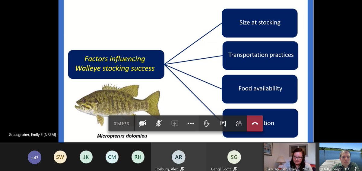 Nice job @Emily_E_Ball <a href="/OlivenciaKyle/">Kyle Olivencia</a> presenting our work on predation of stocked #walleye at the Dakota Chapter <a href="/AmFisheriesSoc/">American Fisheries Society</a> meeting!  

Good stuff and lots of interest!