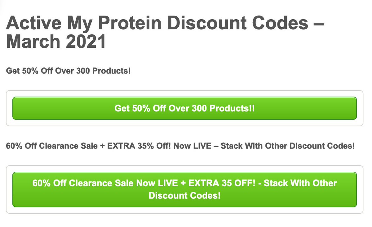 cpdcodes1's tweet image. Active #Myprotein discount codes for March 2021
myproteindiscountcodes.co.uk