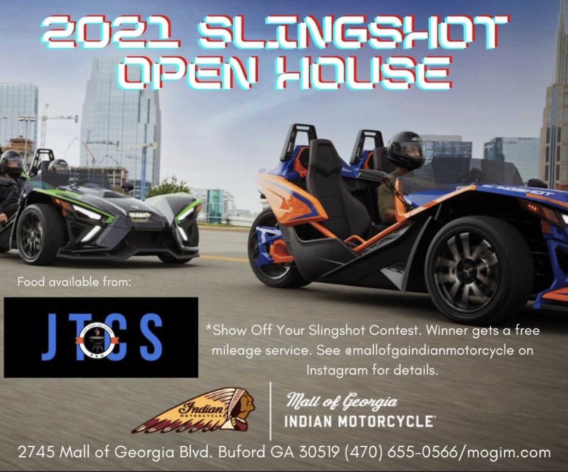 Join MOGIM on March 20 for the 2021 Slingshot Open House. Check out our Instagram @ mallofgaindianmotorcycle for details. #mallofgeorgiaindianmotorcycle #mallofgaindianmotorcycle #mogim #polarisslingshot #showoffyourslingshot #slingshotopenhouse