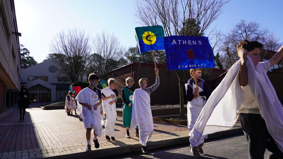 Our fifth graders had a fantastic time at our first-ever Greek Festival today! As part of their lessons about ancient Greece, boys dressed in togas, celebrated their city-states, played games, tasted Greek food and wrapped it up with a ceremony at the end.