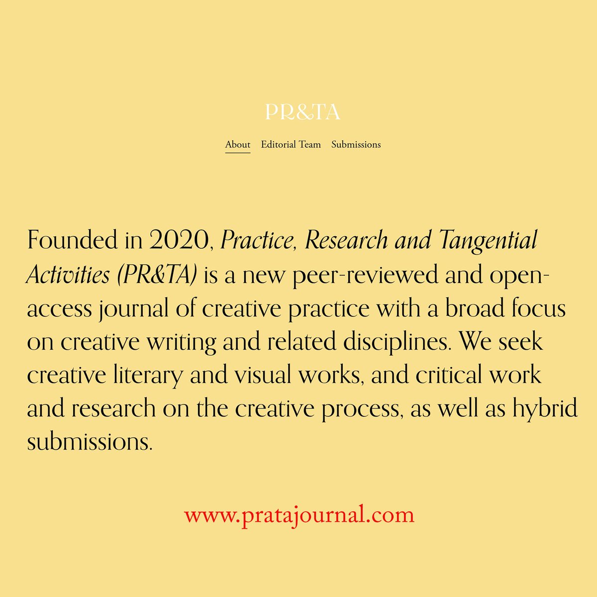alfpang's tweet photo. New journal, new call for subs (creative and/or critical writing)
Check out: https://t.co/VFv9p8ZF14
#PrataJournal #CreativePracticeResearch #SoutheastAsia https://t.co/knC3HhSY5R