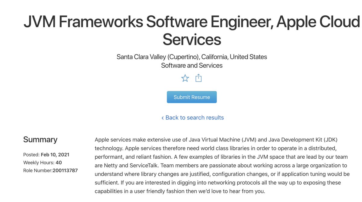 "Apple services make extensive use of Java Virtual Machine (JVM) and Java Development Kit (JDK) technology"

Come work at <a href="/apple/">Apple</a> in the JVM Frameworks team, DMs open for referral. #BayArea-based position.

jobs.apple.com/en-us/details/…