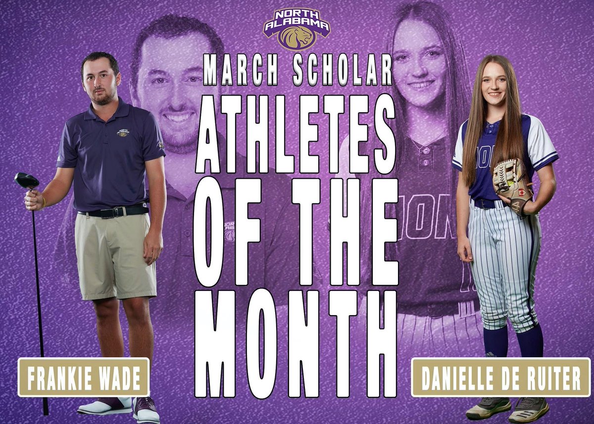 UNA_SAAC's tweet photo. With March already here... We are excited to announce Frankie Wade and Danielle De Ruiter as our Scholar Athletes of the Month!

These two have been putting in tremendous work everywhere they go!

Way to go guys! Thank you for being such great representatives of UNA Athletics! 🦁 https://t.co/kEBDrBC2rl