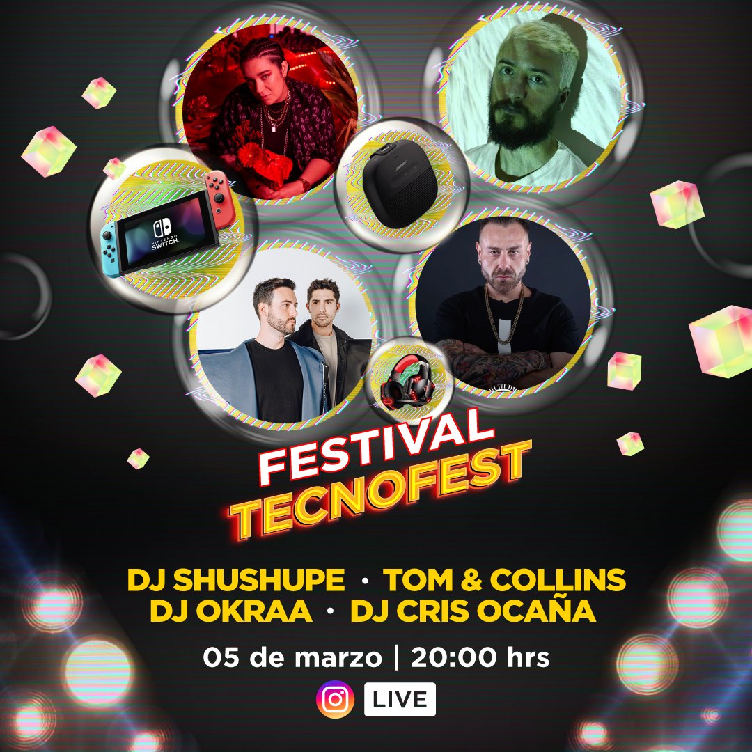LinioColombia's tweet image. Mira los fabulosos artistas del 💥Festival Tecnofest💥 Te esperamos este 05 de marzo en nuestro IG Live  para disfrutar de la mejor fiesta electrónica del universo #Linio 🔥🎊 ow.ly/8ri650DQmMV