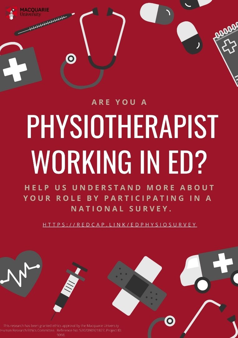 Lindsey Brett (@drlindseybrett) on Twitter photo Help us understand more about physiotherapists working in ED. This research being conducted by Macquarie University, aims to investigate the scope of practice and workforce demographics of Australian ED physiotherapists. #physiotherapy <a href="/Macquarie_Uni/">Macquarie University</a> redcap.link/edphysiosurvey Help us understand more about physiotherapists working in ED. This research being conducted by Macquarie University, aims to investigate the scope of practice and workforce demographics of Australian ED physiotherapists. #physiotherapy <a href="/Macquarie_Uni/">Macquarie University</a> redcap.link/edphysiosurvey