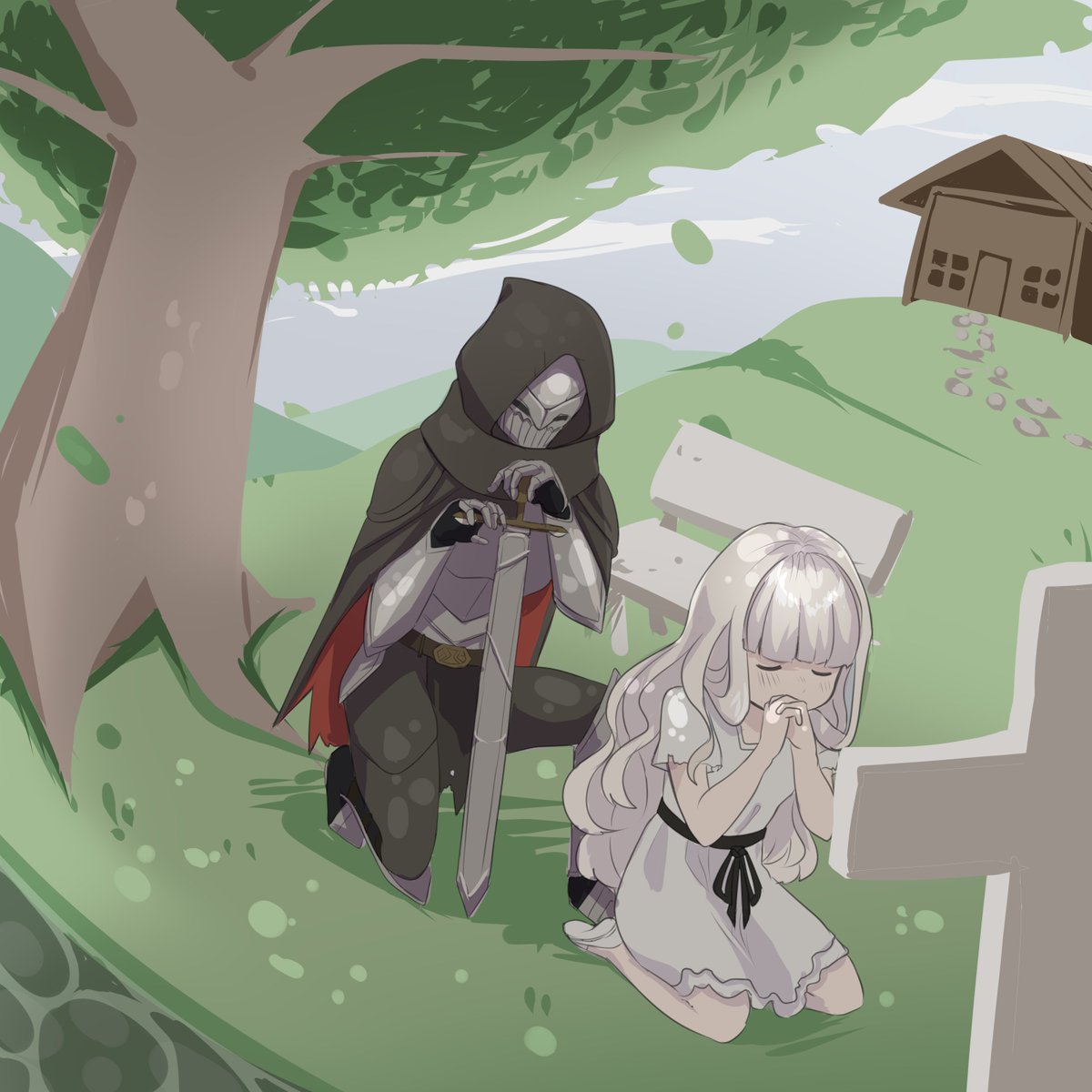 n_joshue's tweet image. @EnderLiliesGame The artist call @TriforceMoon make this great draw about the wonderfull game. I really loved this game and I can&apos;t wait for it to be finished. 

#artwork #draw #Digital #fanart #EnderLilies #game