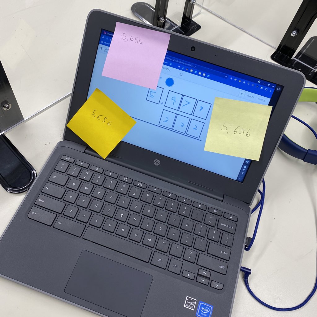 Students created large number subtraction problems and then had a gallery walk to solve their friends’ expressions. #LearnWithIM <a href="/TraKeilty/">Tra Keilty</a>