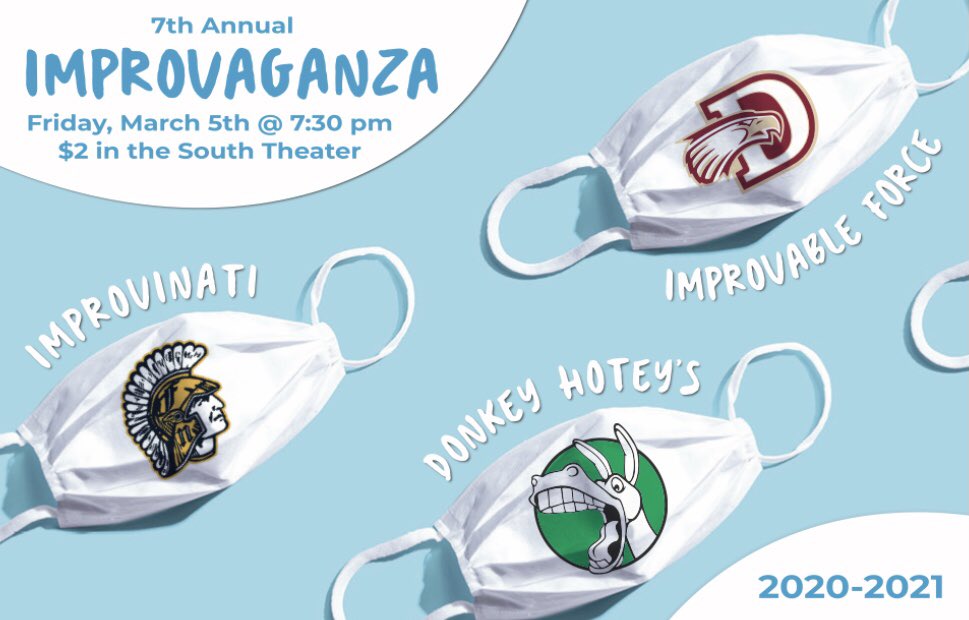 southhighdrama's tweet photo. Oh yeah, you heard us. 3 TROUPES for the PRICE OF 1! IMPROVAGANZA is tomorrow in the South High theatre @ 7:30! Only $2 and TONS of fun! COME JOIN US!!! 🎉🤪 https://t.co/z3BA5eSk73