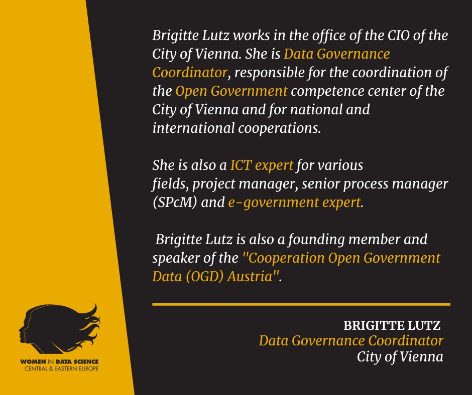Meet the Speakers at #WiDSCEE!
<a href="/BrigitteLutz/">Brigitte Lutz</a>, founding member &amp; Speaker of <a href="/ogdwien/">OGD Wien</a>, works in the office of the CIO in Vienna. She was an ICT expert for various fields, project manager, senior process manager (SPcM) and e-government expert.
Register: bit.ly/widscee_regist…
#wids