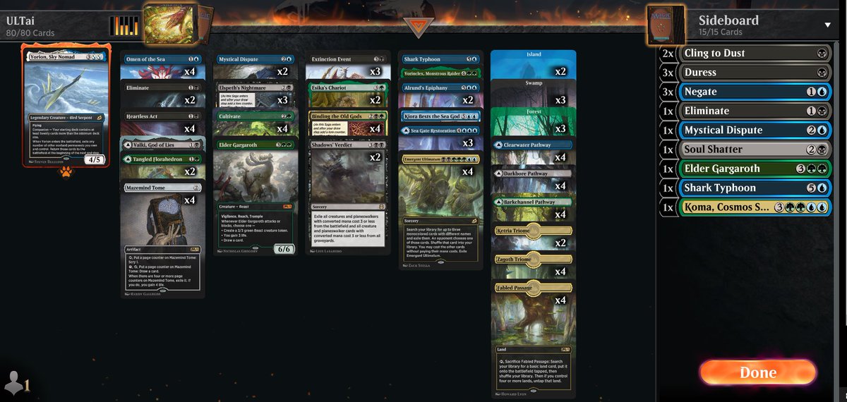 Sweet run to mythic playing a good mix of standard and historic bo3.
Historic was super fun a good mix of everything on the ladder!
Here are the decks I played the most.
Bant turns historic &amp; sultai ultimatum in standard.
<a href="/mtgazone/">MTG Arena Zone</a> <a href="/fireshoes/">Robert Taylor🔥</a>