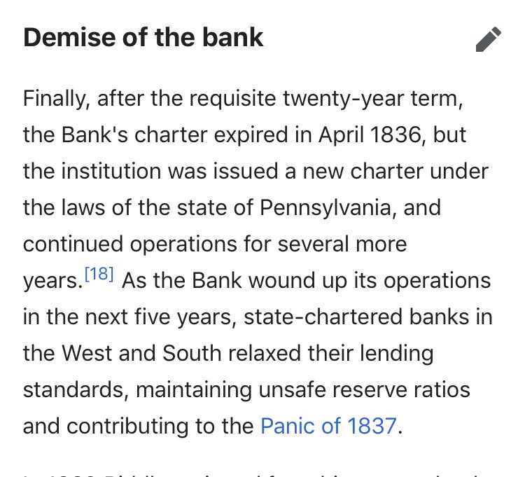 39/ Oh, & he DELIBERATELY caused a recession to fuck with Jackson...Where have we seen that move before?His BS caused another Panic in 1837, & then he was arrested for Fraud