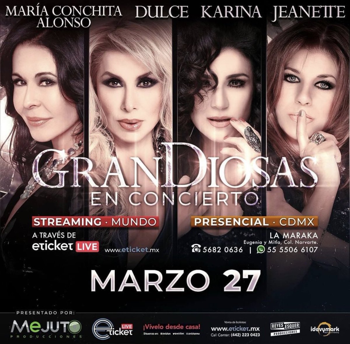 DInfartaaa's tweet photo. Regresan en #grande!!!
Mis #notitasmusicalaaas nuestras amadas @_grandiosas regresan este 27 de #marzaaa en #vivo ó en #streaming los boletos los pueden adquirir en @eticketmx 😍😍😍😍
#deinfartaaanews #grandiosas #concierto #eticket https://t.co/zQExRtrY0j