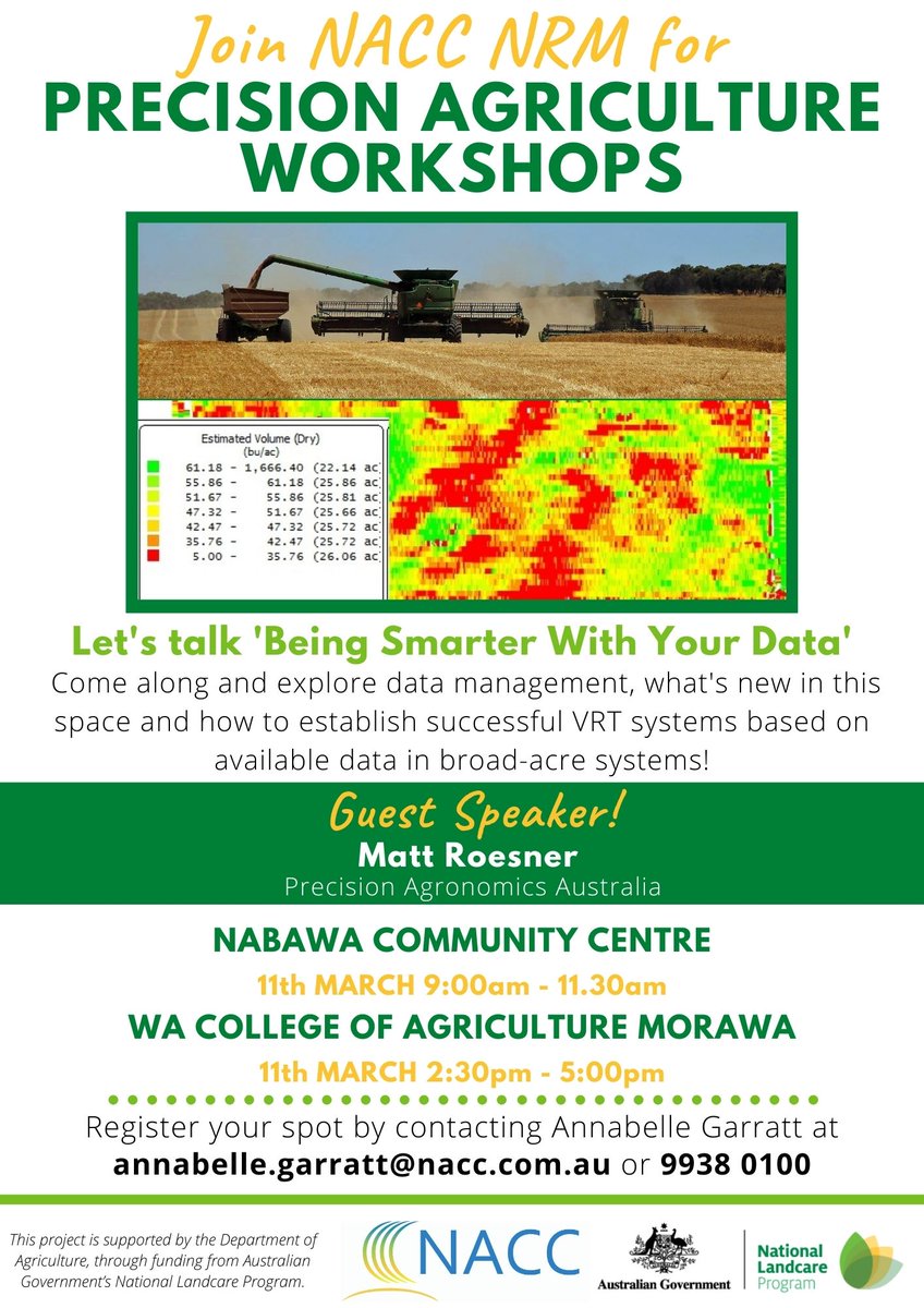 Annabelle Garratt (@annabellegarra1) on Twitter photo Don't forget about these great little events happening next week. <a href="/PrecisionAgAus/">Precision Agronomics Australia</a> will be joining us to chat about all things PA, VRT and being smarter with your data. Free attendance, bring along any queries you have and join us. Refreshments provided! Don't forget about these great little events happening next week. <a href="/PrecisionAgAus/">Precision Agronomics Australia</a> will be joining us to chat about all things PA, VRT and being smarter with your data. Free attendance, bring along any queries you have and join us. Refreshments provided!