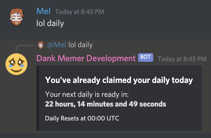 Dank Memer (Discord Bot) on X: Lots of pretty cool bot updates to help  pass the time due to COVID-19 quarantines. Enjoy and stay healthy <3   / X