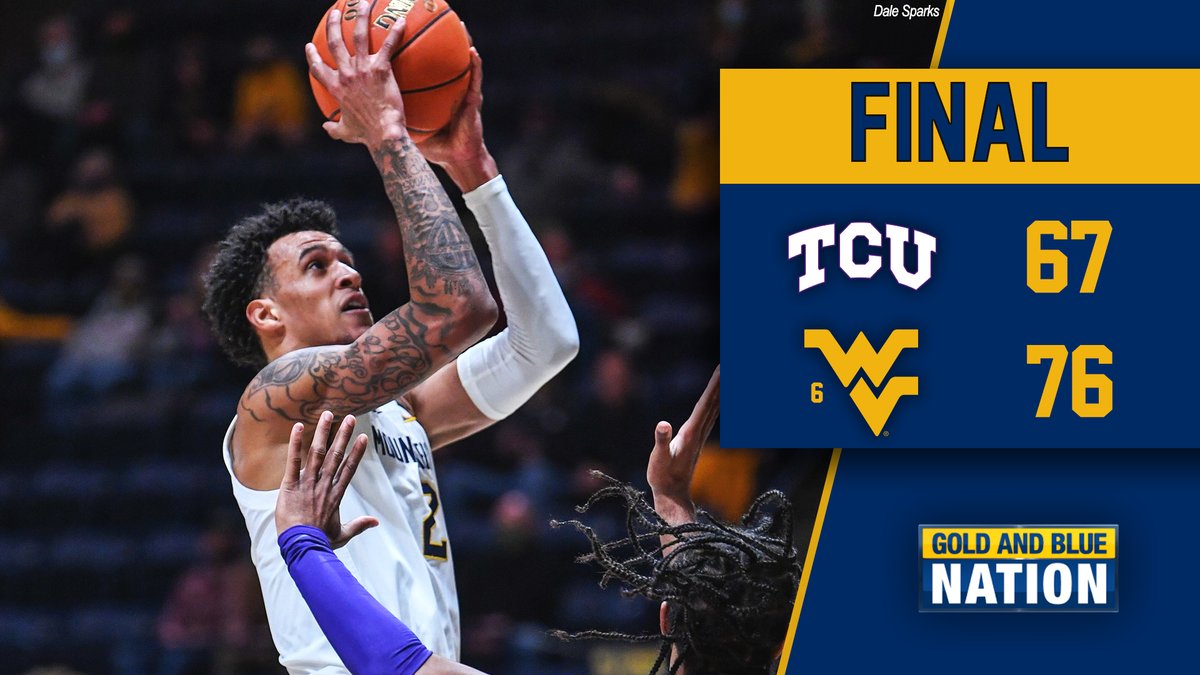 GoldAndBlueNtn's tweet photo. CUE COUNTRY ROADS! Coach Huggins gets win 8⃣9⃣9⃣ behind a career game from Jalen Bridges (22 points, 12 rebounds). Next up, the season finale against Oklahoma State!

#HailWV https://t.co/jk4FI9PPrG