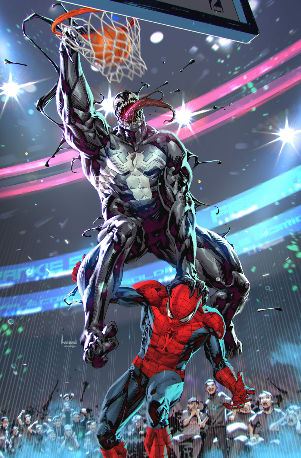 Kael Ngu on Twitter: "Here's another entry for the basketball series, Venom  #35 retailer exclusive variant for Frankie's Comics, Scott's Collectables  and Golden Apple Comics. Lmao poor spidey but hey, he's da