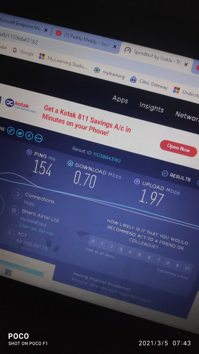 rameshdilro's tweet photo. @ACTFibernet hello sir .. every month I need to remind you my package .. !!  YouTube is buffering .. 50 Mbps ?? Where https://t.co/7I2Pb1NNS9
