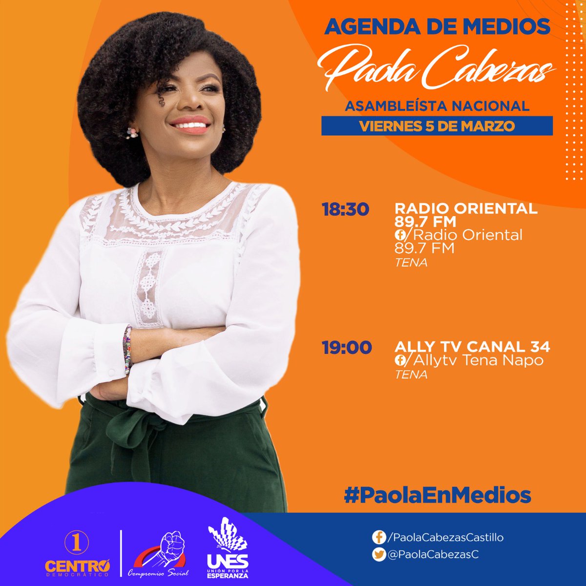 PaolaCabezasC's tweet photo. 🎙 #PaolaEnMedios | Acompáñame en las entrevistas del día de mañana para seguir conversando sobre nuestras luchas como mujeres. 

18:00 📻 #RadioOriental #Napo
19:00 📻 @allytv34 #Napo

🕖Agéndalo
📡Sintoniza
📢 Comparte https://t.co/YmIDhthxjF