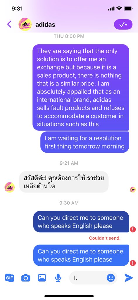 Tingaling's tweet photo. To make matters worse, I have contacted adidas Thailand on Facebook to resolve the situation and  rather than helping, they have proceeded to block me. This has to be a joke? @adidasUS https://t.co/rzsgdSGt6r