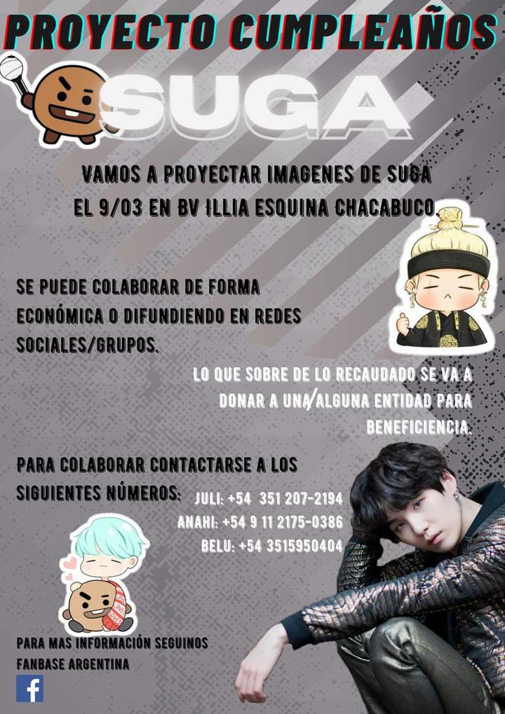 muukiixx23's tweet photo. Holaaa somos @FanbaseArg y junto con @ArmydeArgentina decidimos hacer nuestro primer proyecto como Fb nos gustaría que nos ayuden #ArmyArg #ArmyCba #HappyBirthayYoongi https://t.co/Ff4x4sPqTo