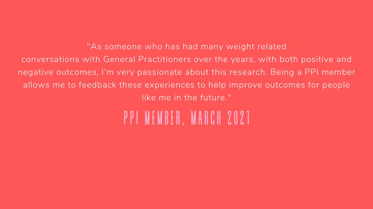 TalkWeL1's tweet photo. We are grateful and proud to have built the project based on patient and public involvement. This continues to give us invaluable insight and direction with the research. One of our members shared this quote. #obesity #patientengagement #PPI #primarycare https://t.co/asY1cohILW