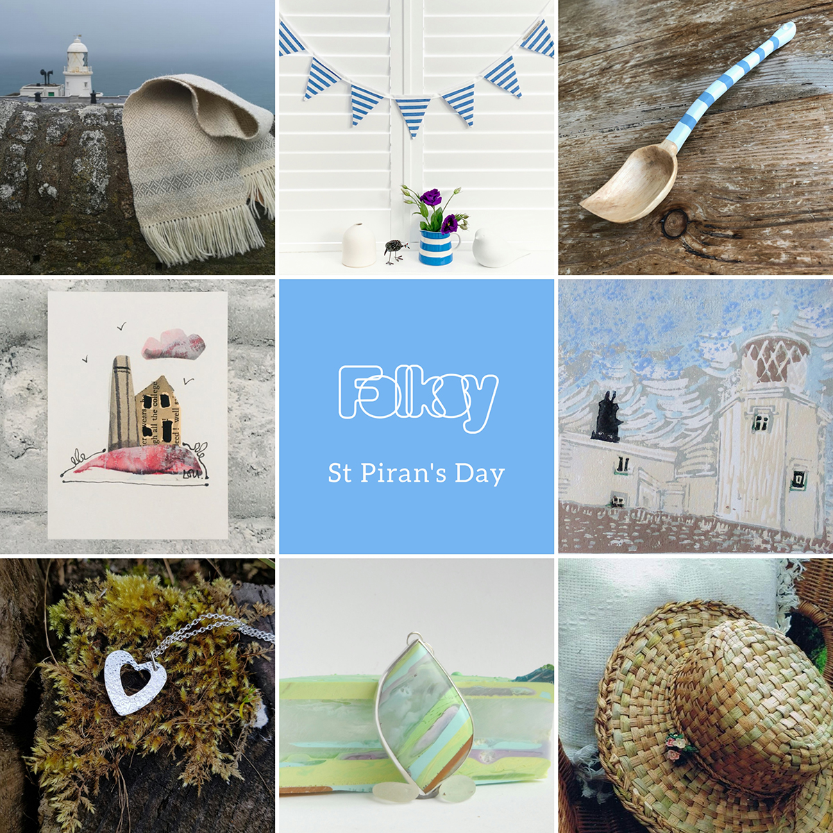 folksy's tweet photo. We're heading down to Cornwall for a St Piran's Day themed #folksyfriday featuring pieces made in the region or inspired by its wild and wonderful landscape, history and craft 💙
Find them all in our favourites - https://t.co/wJEmRd9TJf #stpiransday #cornwall #cornishcraft https://t.co/FMjFksiFPd