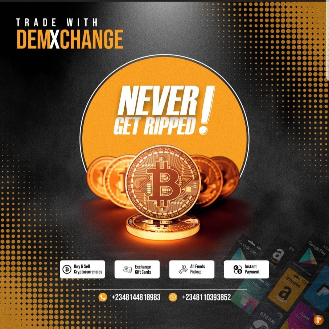 Do you want to trade your cryptocurrency / Gift Cards and get paid in  minutes? Then DemXchange is your plug 💯 At DemXchange, We trade in  👇🏾👇🏾 BTC || ETH || USDT ||