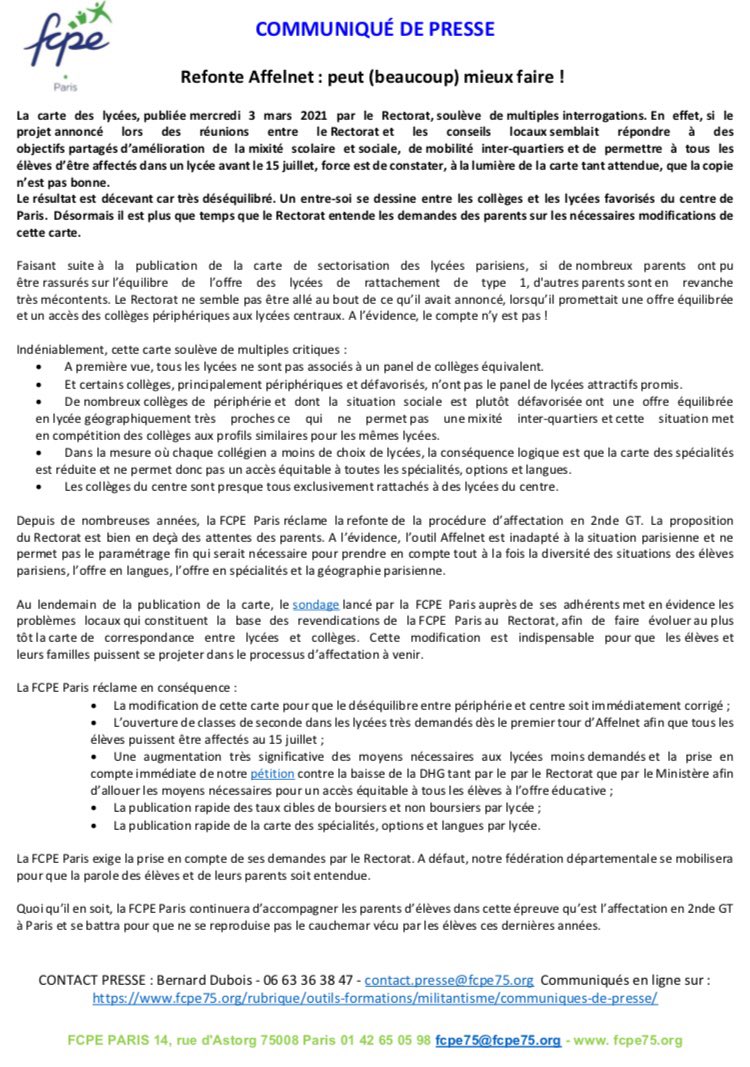 Emma_Jardonnet's tweet image. « Force est de constater que la copie n’est pas bonne »
Pour un gel de la réforme discriminatoire d’#affelnet #egalitedeschances @UL10_FCPEParis @Academie_Paris @FCPE75_ULCentre @Anne_Hidalgo @ACORDEBARD @colin_aspholm #paris10 @education_gouv @Defenseurdroits @UL19_FCPE75 #paris