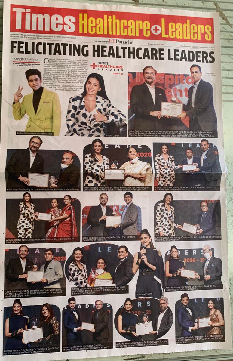 I am truly honoured to receive the Times Health Care Leader Award 2020-21 by Times of India for Excellence in Obesity Treatment. My gratitude to @timesofindia for recognising Health Care Leaders and sharing their incredible work. #DrSameeraGupta #ObesityExpert #timesofindia