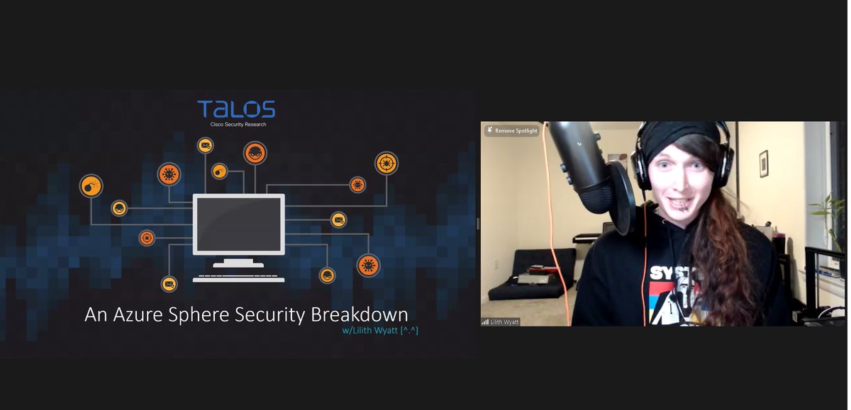 whackyhit's tweet image. We are live with the third talk of the day on An Azure Sphere Security Breakdown by Lilth Wyatt on @nullcon International Security Conference

#Nullcon2021 #CyberSecurity
