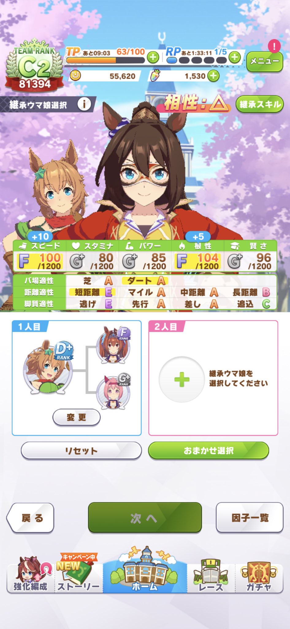 Gack Miyaultima 2ダートbのエルコンドルパサーを例に出すとハルウララのダート因子でaになったりする 相性 は育成開始後の三女神イベント時の引き継ぎが多くなるかどうかなので開始前補正は気にしなくてok まぁダート適正高いのがハルウララとエル
