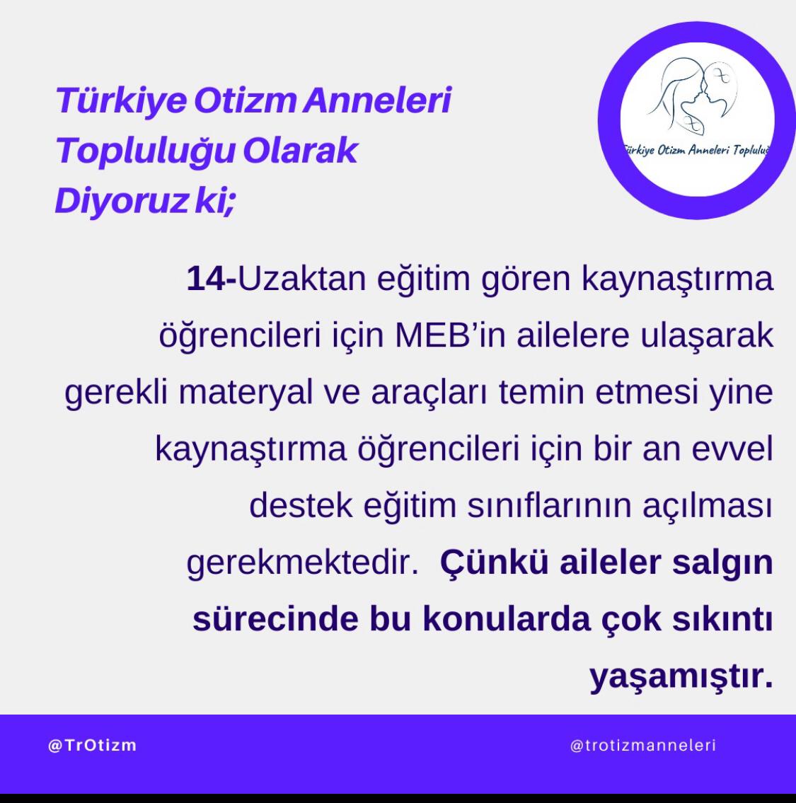 #sesimiziduyun #otizmertelenemez #otizmicinumut #masumdünya #otizmlileriçinuzaktaneğitimzor Bu hafta uygulama okullarında yüz yüze eğitim başladı :) Umarız kaynaştırma sınıfları için de düzenleme yapılır. <a href="/tcmeb/">Millî Eğitim Bakanlığı</a>